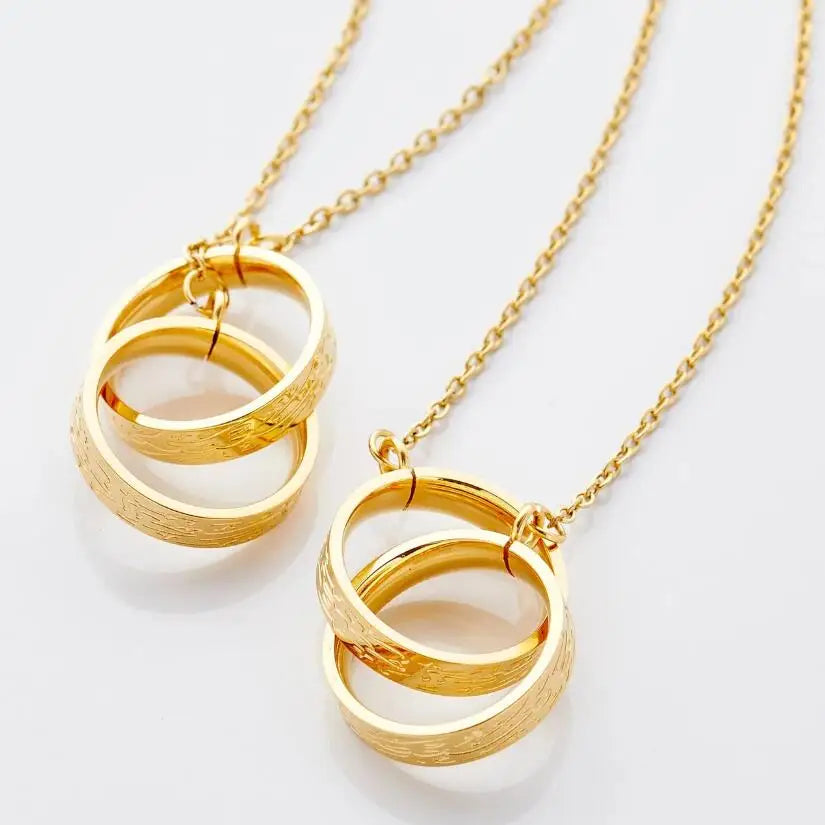 Inspire Jewelry Quran Jewelry Islamic Muslim Arabic Best Friends Hold on Interlaced Necklace for Sister Circle Ring Necklace
