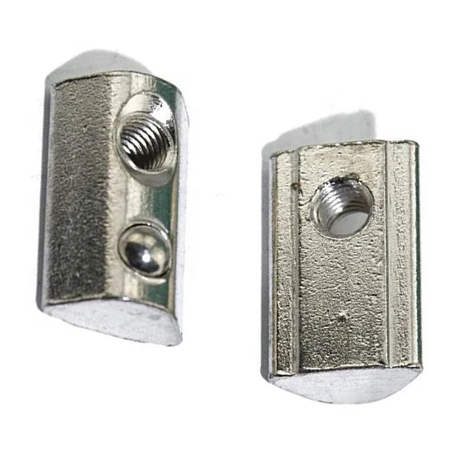 M4 M5 M6 M8 Ball-Loaded T Slot Nuts for 4040 Aluminum Extrusion Profile Carbon Steel Roll-in Spring Elastic Nuts Nickel Plated