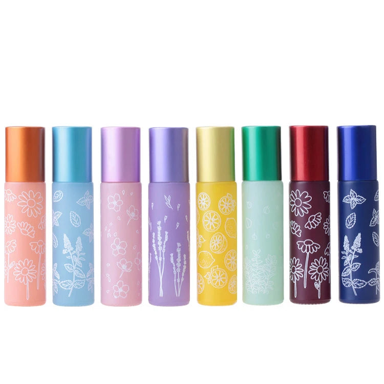 BYPE by PERFUME Hot Sale 10ml Macaron Color Printed Glass Essence Oil Roll Bottles Cheap Shape Pump Sprayer Seal