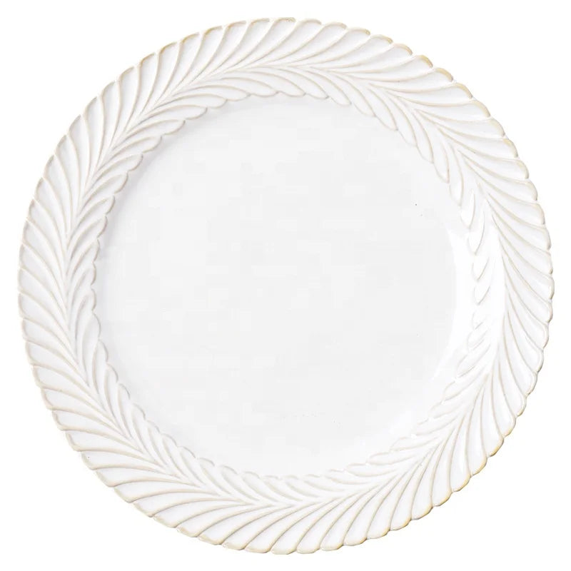 China Factory Creative Rice Ear Design 9" Ceramic Deep Soup Plate Porcelain 9 / 11 Inch Dinnerware Stoneware Steak Dessert Plate