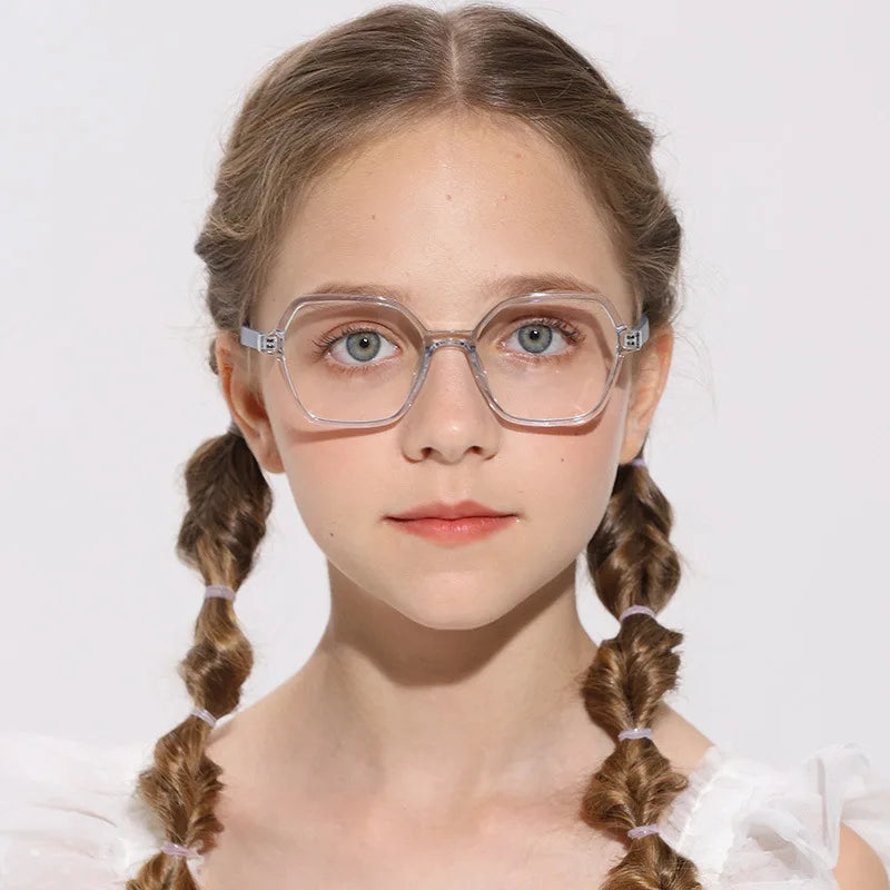 Polygon Oversized TR90 Children Optical Glasses Blue Light Filtering Blocking Kids Eye Protection Students Soft Eyeglasses