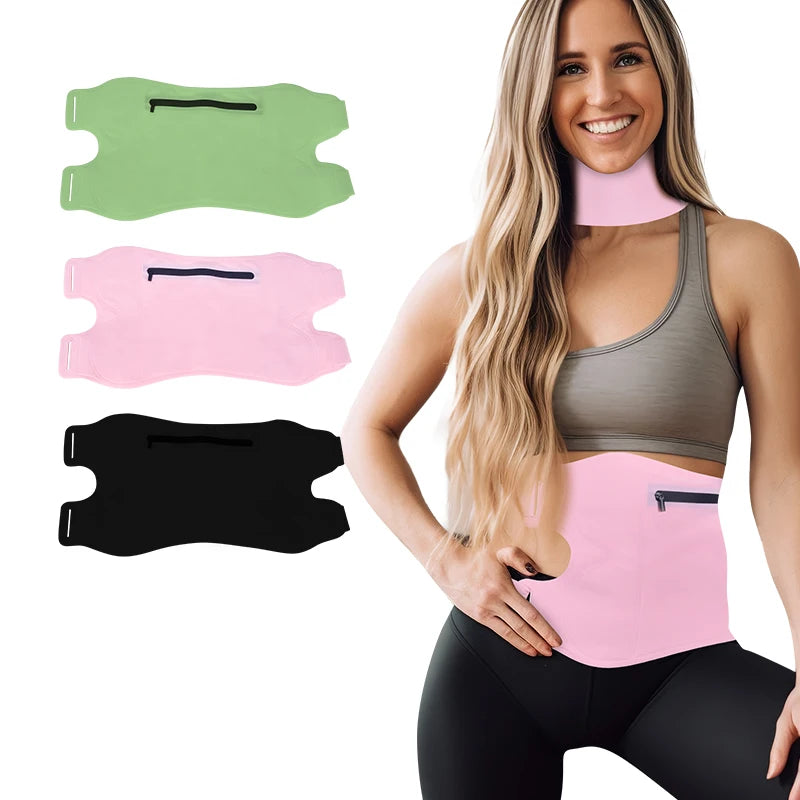 Spill Resistant Design Heating Seamless Castor Oil Belt Comprehension Cotton Castor Oil Pack Wrap Kit with logo