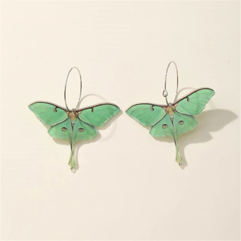 Pendiente 2022 New Fashion Simple Acrylic Green butterfly Moth Earrings for Women High Sense of Personality Earrings