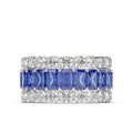 Hailer Jewelry Luxury Design High Quality Blue Sapphire Zircon 925 Sterling Silver Eternity Band Rings for Women