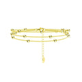 Rinntin SB173 Luxury Three-Layer Chain Bracelet for Women 14K Gold Plated Real Sterling Silver Dainty Chain Simple Jewelry