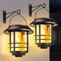 Outdoor Flickering Flamer Hanging  Lantern Lights Waterproof Stainless Wall Light Solar Flame  Tungsten Light