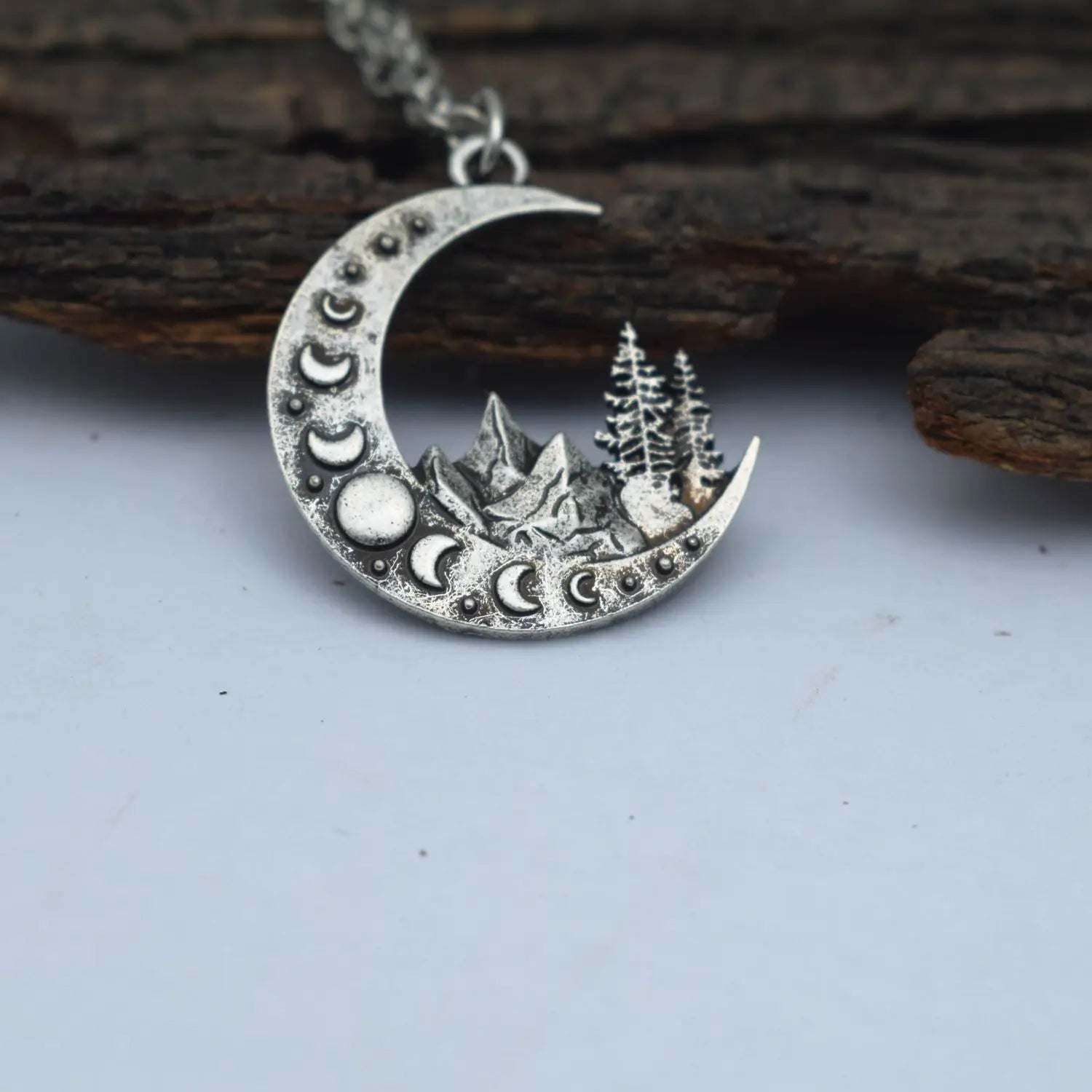 Mountain Forest Necklace on the Moon Women Men Jewelry
