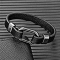Retro Genuine Leather Bracelet Men's Jewelry Bangle Gift Handmade Cuff Accessory Bracelet with Stainless Steel Hook Clasp