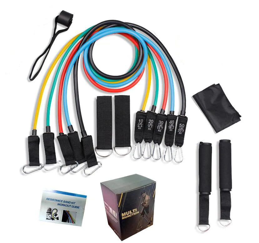 11 Pcs TPE Fitness Resistance Bands Set New Design 100lbs-150lbs Exercise Bands for Yoga Includes Handle and Wall Anchor
