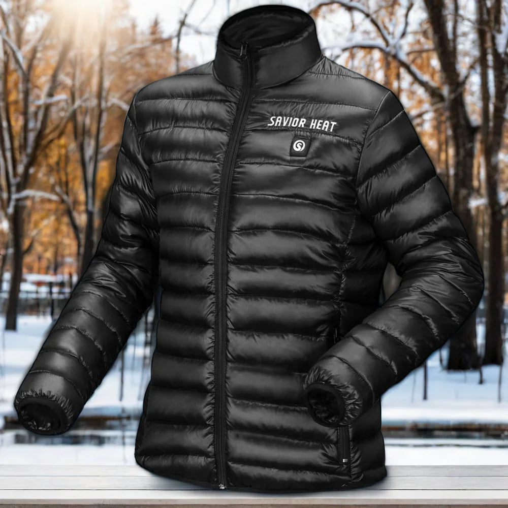 Men's Women's Casual Quilted Rechargeable Battery Heated Jacket Plus Size Far Infrared Waterproof Breathable Zipper Closure
