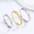 925 Sterling Silver Micro Insert Zircon Rectangle Paperclip Opening Adjustable Finger Ring for Women and Men