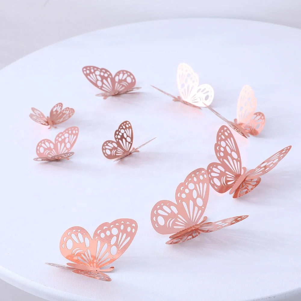 12pcs 4D DIY Wedding & Kids Room 3D Flying Home Festival Party Hollow Butterfly Wall Sticker UV Printing Eco-Friendly Acrylic