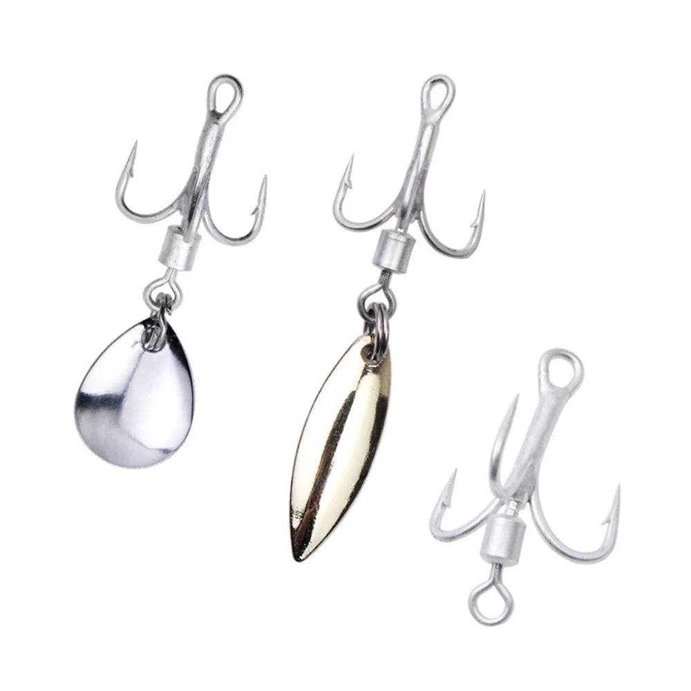2# 4# 6# 8# 10# Blade Spinner Bait Swivel Rolling Treble Fishing Hooks for Fly Lure Fishing Targeted Bass Catfish Pike Octopus