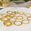 Minimalist Multi Shapes Shell Beads Heart Ring Bamboo Bowknot Sunflower Ring Stainless Steel Ring for Women