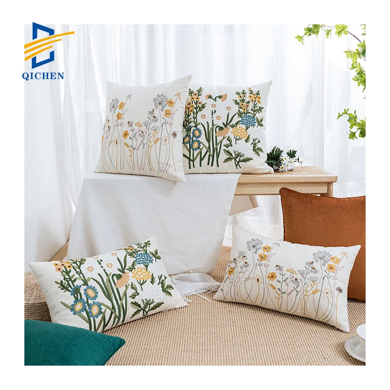 Innermor Woven Heated Embroidered Floral Bedroom Decoration Cushion Cover Luxury Throw Pillow Case for Sofa Portable Removable