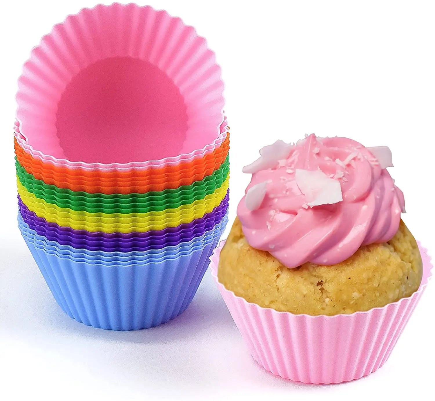Hot Sale Round Silicone Muffin Cup Cake Mold Multi-Colour Baking Tools for Baking and Serving Cakes and Muffins