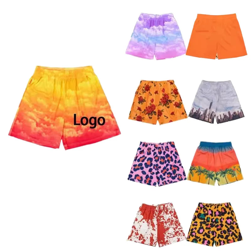 Mens Graphic Boho Shorts Full Print Boardshorts Summer Beach Vacation Loose Fit Shorts Drawstring Waist Floral Print Short Pants