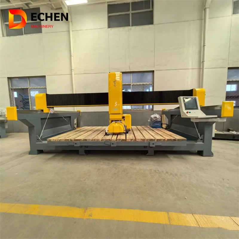 DECHEN CNC Stone Cutting Machine for Marble & Granite 5+3 Axis Bridge Saw with Motor and PLC 18500W 350mm Max Thickness