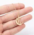 18k Gold Plated Arabic Custom Name Stainless Steel Cursive Initial English Flat Letter t Pendant Necklaces
