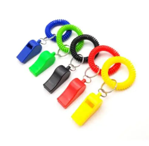 Wristband Type Spring Ring Custom Logo Referee Emergency Red Plastic Cheap Whistle with EVA Lanyard