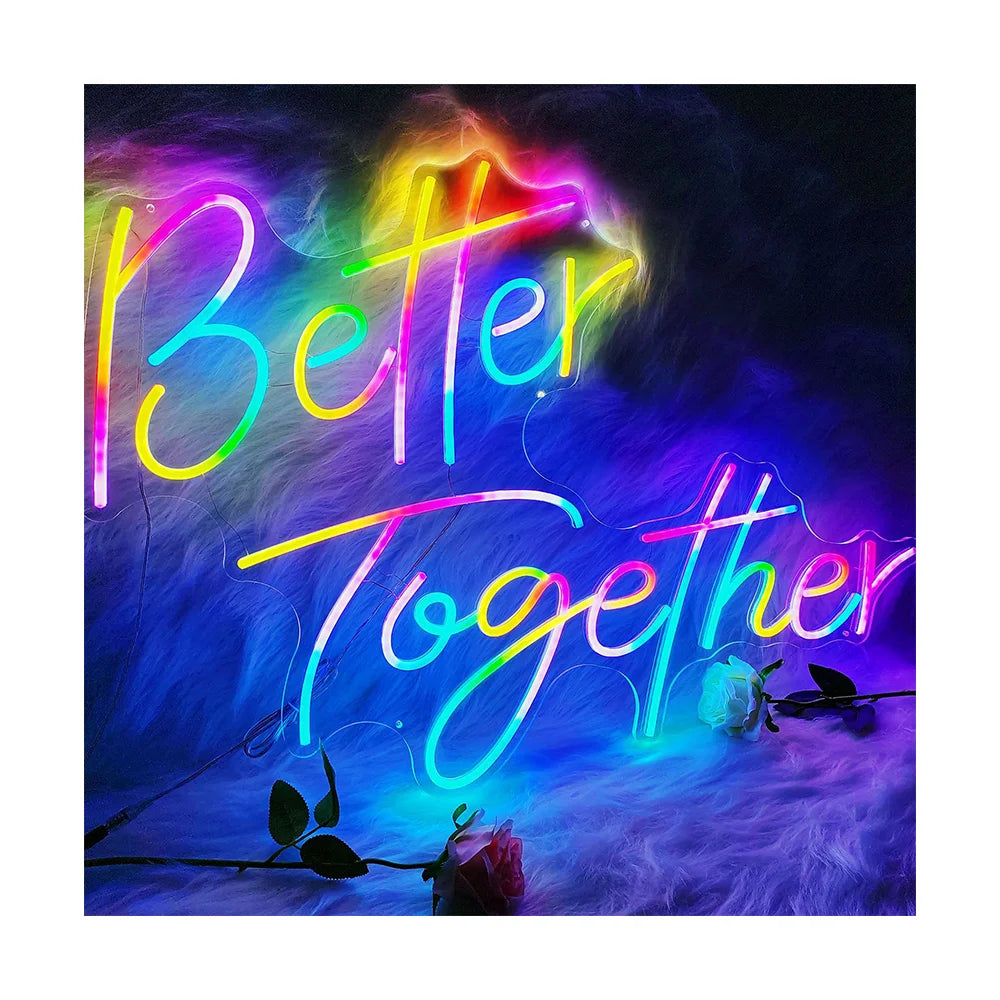 Free Design Custom Led Light Neon Sign for Bedroom Birthday Party Home Wedding Decor Better Together Neon Sign Custom Led Lights