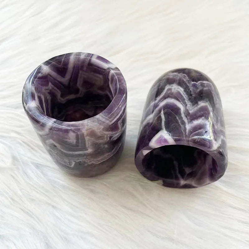 Dream Amethyst Tea Cup Crystal Natural Hand Carved Amethyst Quartz Healing Crystal Cup Coffee for Drinking Water