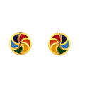 Fine Mini Sterling Silver Earrings Jewelry Rainbow Colorful Gold Plated Enamel Earring 925 Small Tiny Stud Earrings for Women