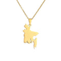 High Quality Blank 18k Gold Plated Bangladesh Map Necklace for Men