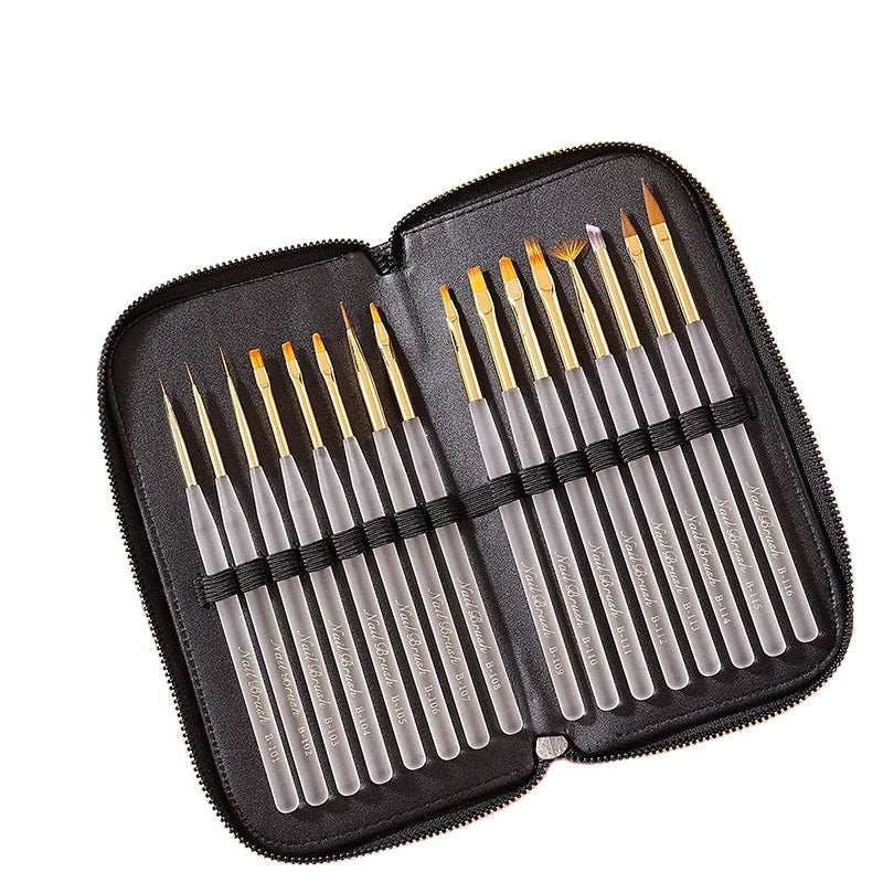 Transparent Handle Wholesale Nail Art Brushes Brush Set Hot Sale 16pcs/set