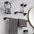 Black Modern Bathroom Hardware Accessories Set 5 Pieces Stainless Steel Wall Mounted Tower Hanger for Hotel