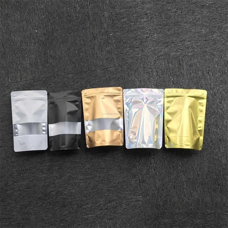 Wholesale Smell Proof Mylar Ziplock Bags Aluminum Foil Custom Stand up Pouch with Window MegaBDM