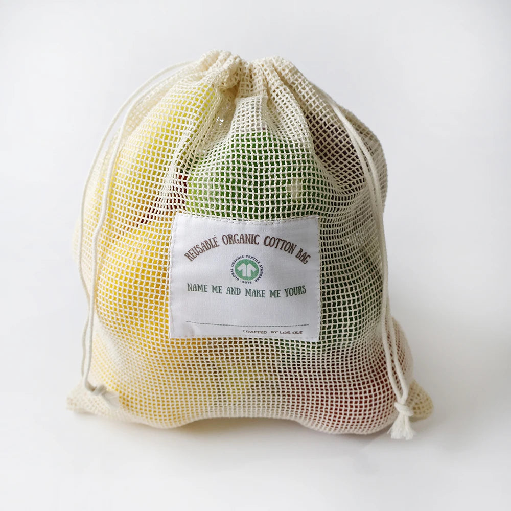 Durable Large Organic Cotton Mesh Bag Eco-Friendly Reusable Recyclable Drawstring Soap Net Bag Washable