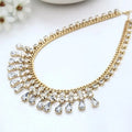 Jewelry Curb Chain Statement Necklaces Gold Plated Ploutdoornestone Teardrops Clear Geometric N22052559 for Women Fashion Gifts