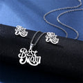 BEST MAMA Women's Fashionable and Personalized Necklace Earring Set Stainless Steel Link Chain Decoration Jewelry