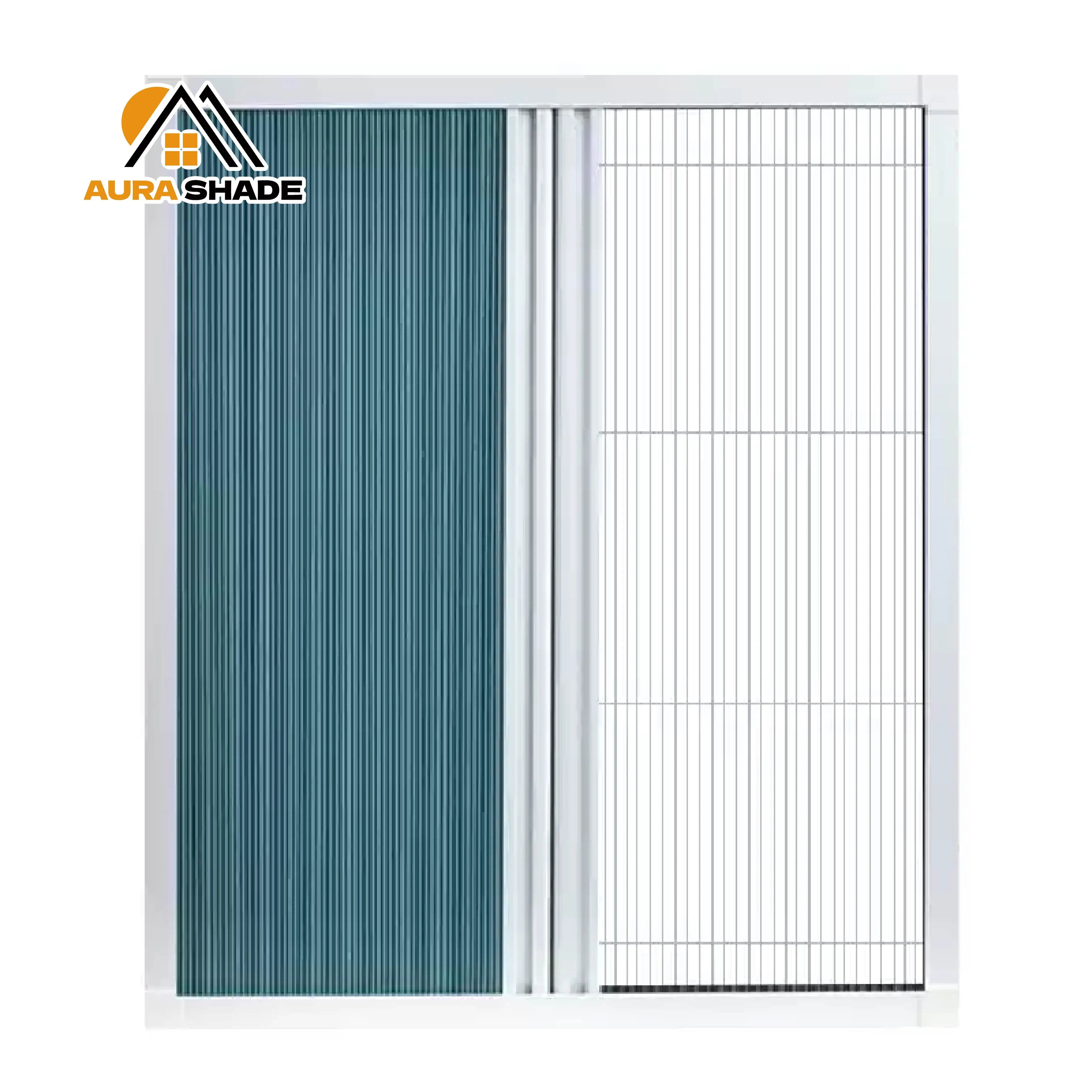 Retractable Sliding Blind Screen Manual Double Opening Dual Combination Blinds Nonwoven Pleated Shades Cellular Window Blinds