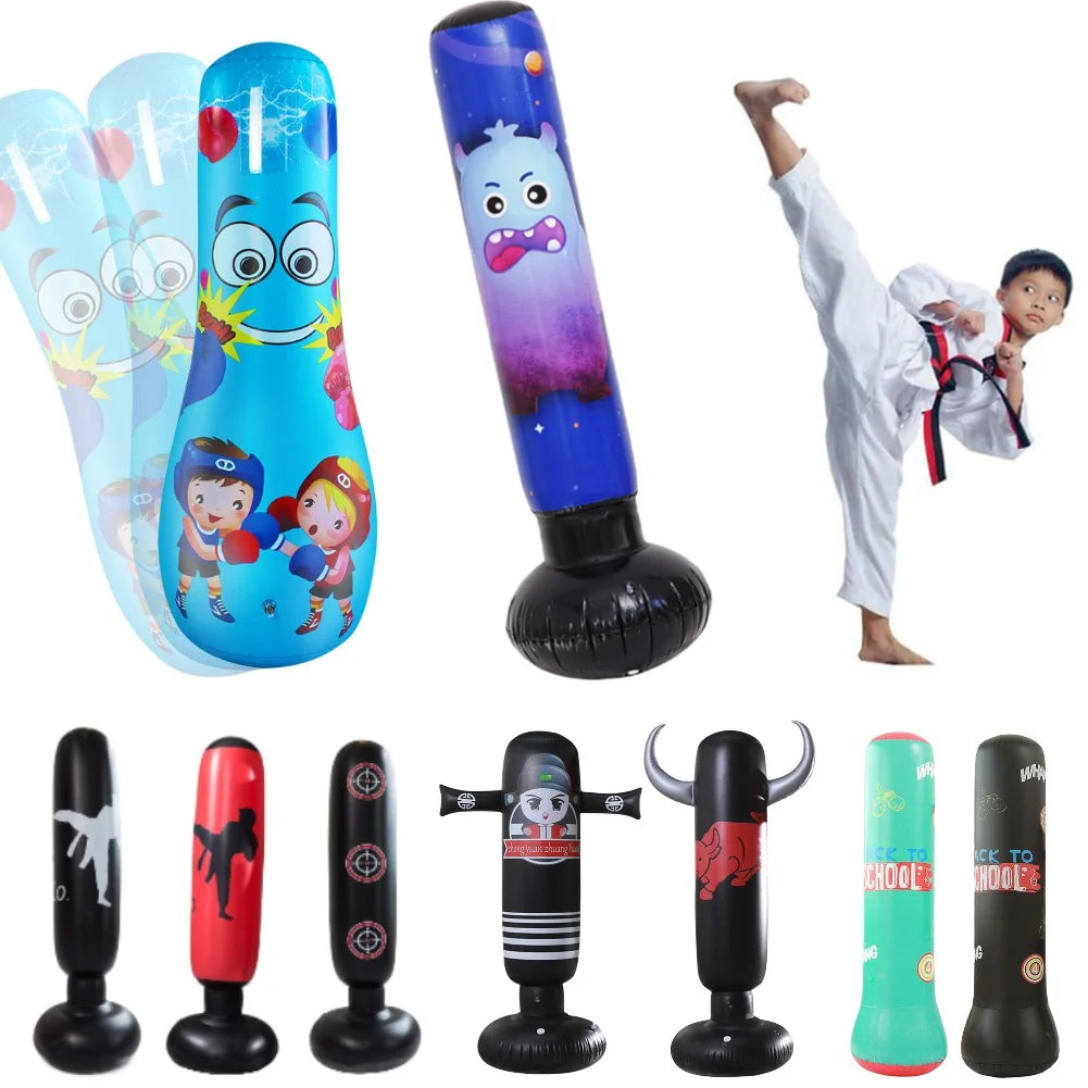 125/155/160cm Inflatable Boxing Bag Adult Children Boxing Punch Kicking Sandbag PVC Gym Kids Boxing Training Targets