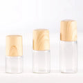 In Stock 1ml 2ml 3ml 5ml Clear/amber Glass Roll on Bottle With Steel Roller and Wood Grain Cap for Perfume MegaBDM