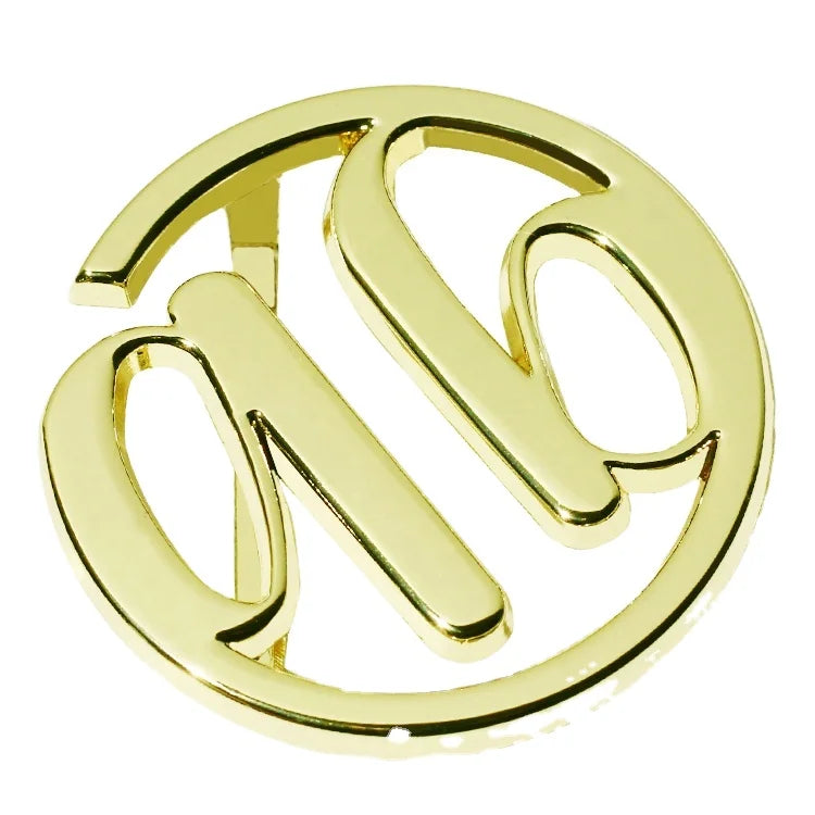 Hollowing Design Belt Buckle Round Logos Die Casting Gold Plating Alloy Letter Hardware Strap Buckle for Leather