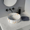 Matte  Marble  Vanity Vessel Sink Counter Top Basin Ceramic Wash Hand Basin Marble Bathroom Sink