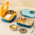 New Design Portable Stainless Steel 304 Lunch Box with Microwavable Plastic Bento Box Soup Container for Kids and Adults