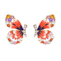 Red Enamel Butterfly Stud Earrings Novelty Funny Colourful Butterfly Statement Earrings for Women Jewelry