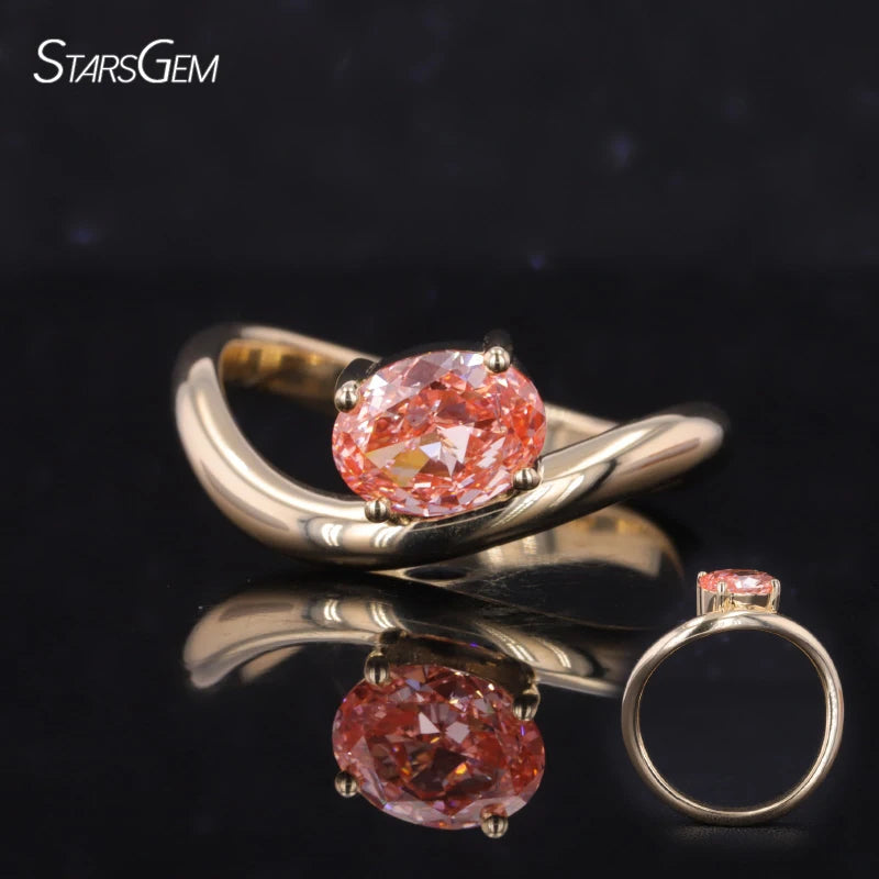 Starsgem Custom Pink Diamond Ring 10k 14k Gold Igi Certified Oval Lab Created Grown Diamond Wedding Engagement Lab Diamond Ring