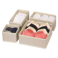 Set of 3 Foldable Fabric Clothing Underwear  Drawer Dividers Storage Boxes Closet Organizers Under Bed Organizer