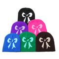 Creative Fashion New Design Acrylic Soft Beanie with Bow Tie Winter Outdoor Ski Sports Caps for Beach Scene