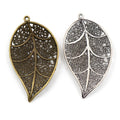 5pcs 57x31mm Antique Silver Plated Bronze Vintage Leaf Handmade Charms Pendant:DIY Jewelry Findings for Bracelet Necklace