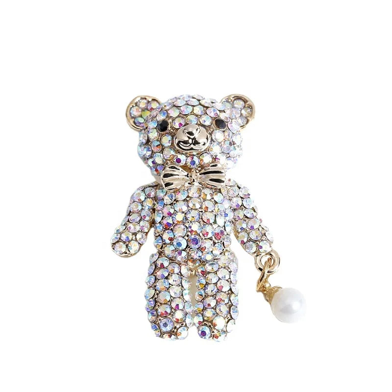 Crystal Wedding Brooch Pin 2022 New Design Little Bear Shape Crystal Rhinestone Wedding Brooch
