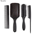 Wanmei Custom logo Carbon Fiber  Basic Salon Black Hair Brush Set  High Quality Plastic Hair Comb Set