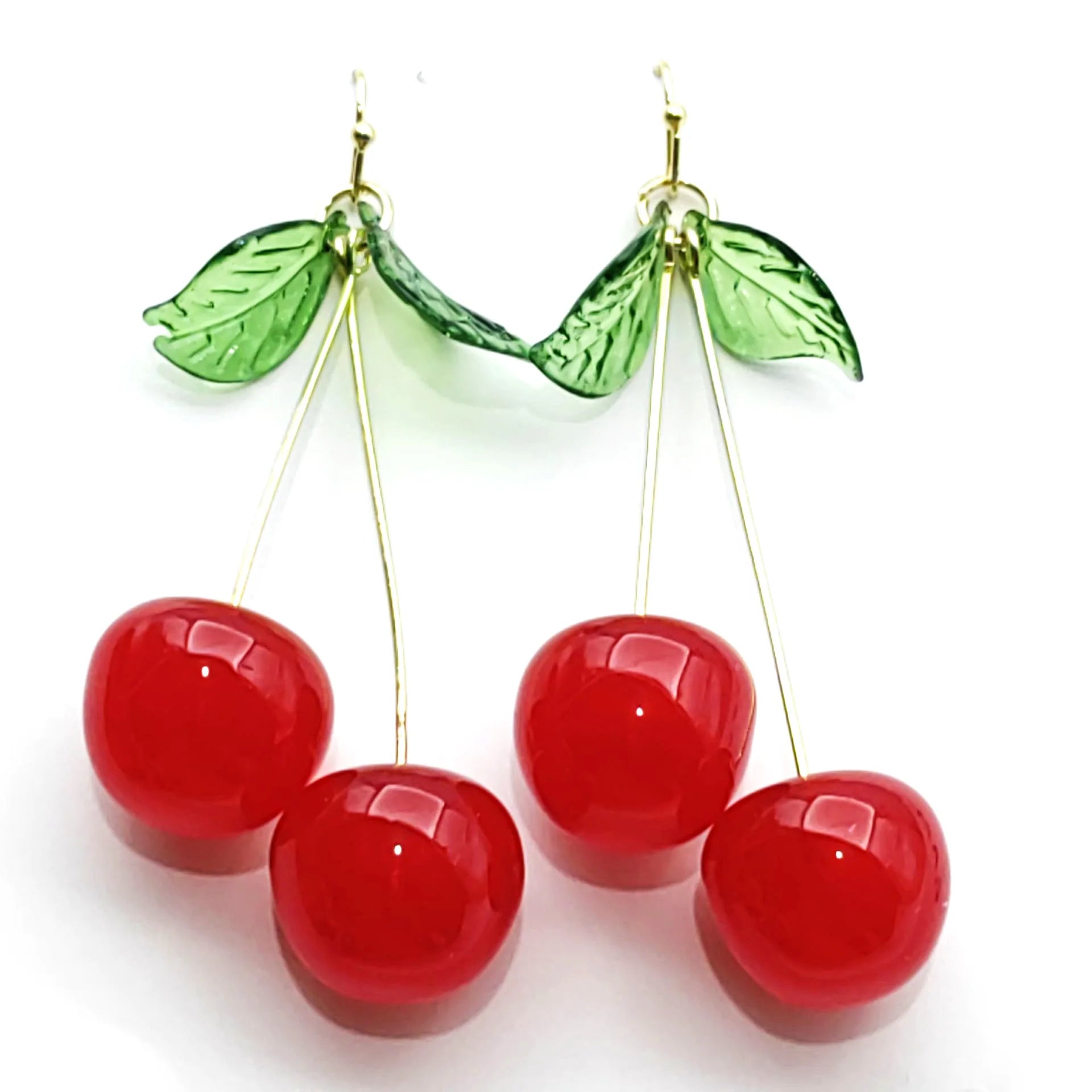Women's Fashion Chandelier Style Earrings Exaggerated Geometric Cherry Resin Studs