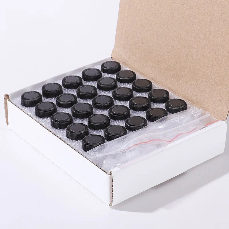 Guangzhou Free Shipping 1ml 2ml Amber Glass Essence Oil Mini Sample 25pcs Pack Round Shape Sealing Screen Printing Surface