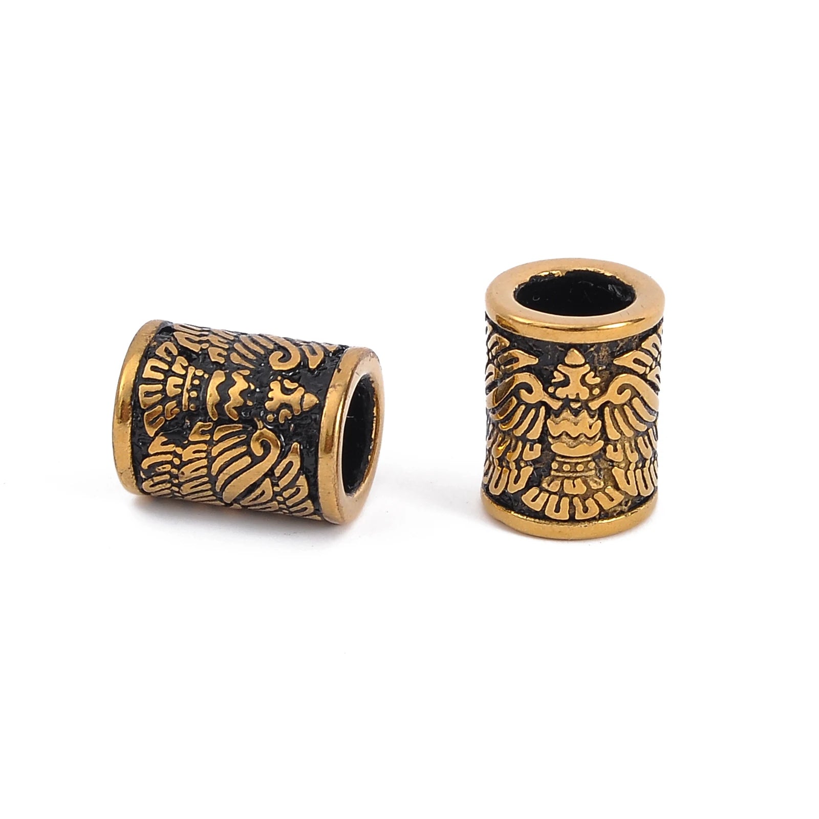 Nordic Souvenirs Antique Gold Plating Stainless Steel Viking Jewelry Norse Rune Beard Bead